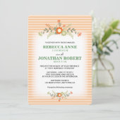 Perzik & Olijf Groen Bloemen Huwelijk Kaart (Staand voorkant)