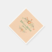 Perzik & Olive Green Bloemen bruiloft gepersonalis Servet (Hoek)