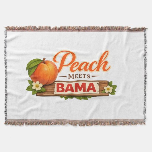 Perzik Ontmoet Bama Geweven Worpdeken | Southern L Deken (Voorkant)