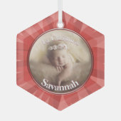 Perzik onze kleine Gerber Baby foto Glas Ornament (Voorkant)