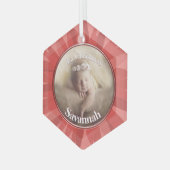 Perzik onze kleine Gerber Baby foto Glas Ornament (Voorkant links)