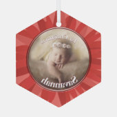 Perzik onze kleine Gerber Baby foto Glas Ornament (Achterkant)