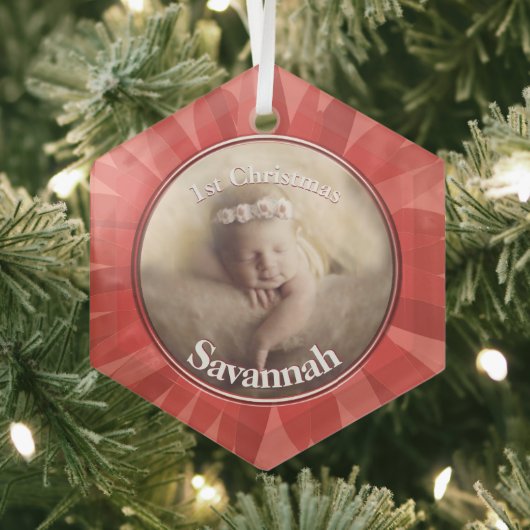 Perzik onze kleine Gerber Baby foto Glas Ornament (Insitu)