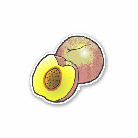 Perzik op maat gesneden vinyl sticker (Voorkant)