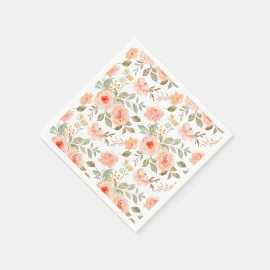 Perzik Oranje Bloem Servet (Hoek)