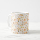 Perzik Oranje Bloemen Koffiemok (Voorkant links)