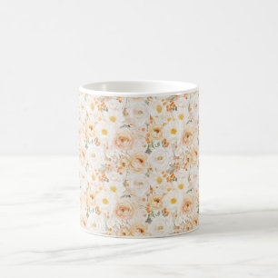 Perzik Oranje Bloemen Koffiemok