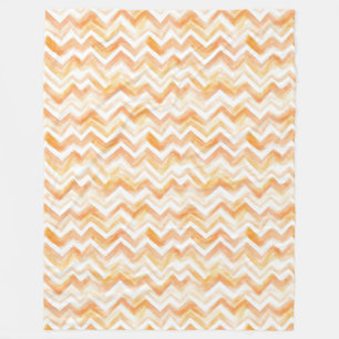 Perzik Oranje Chevron Strepen Fleece Deken