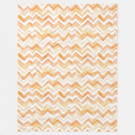 Perzik Oranje Chevron Strepen Fleece Deken (Voorkant)