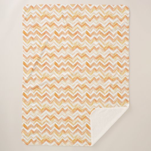 Perzik Oranje Chevron Strepen Sherpa Deken (Voorkant)