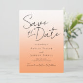Perzik Oranje Dons Elegant Schrift Modern Minimali Save The Date (Staand voorkant)