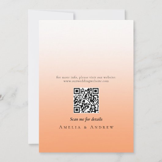 Perzik Oranje Dons Elegant Schrift Modern Minimali Save The Date (Achterkant)