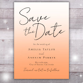 Perzik Oranje Dons Elegant Script Modern Minimalis Save The Date