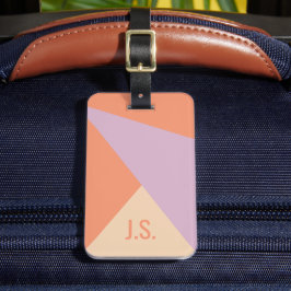 Perzik Oranje En Lavendel Geometrische Kleurblokke Bagagelabel