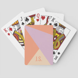 Perzik Oranje En Lavendel Geometrische Kleurblokke Pokerkaarten