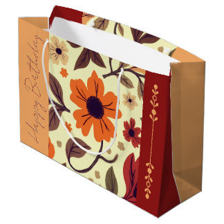 Perzik Oranje en Roestbruin Groot Cadeauzakje