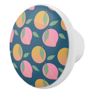 Perzik Oranje Fruit Patroon Roze Keramische Knop