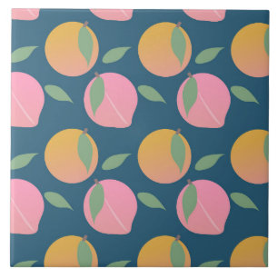 Perzik Oranje Fruit Patroon Roze Tegeltje