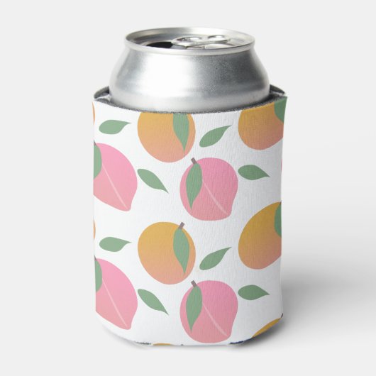 Perzik Oranje Fruit Patroon Wit Blikjeskoeler (Blikje Voorkant)