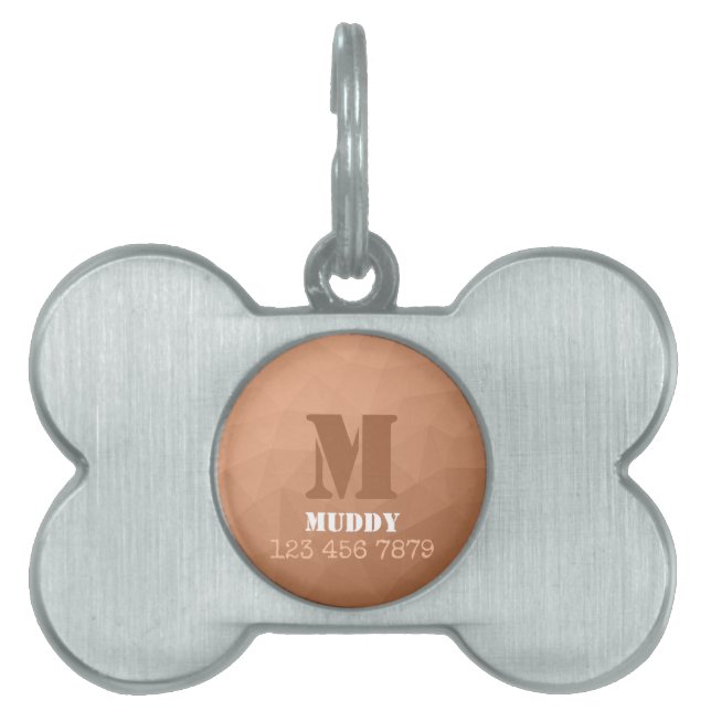 Perzik oranje geometrie mesh patroon aangepaste Mo Huisdieren Naamplaatje (voorkant)