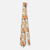 Perzik Oranje Gouden Rozen Bloemen Bloemstuk Stropdas (Voorkant)