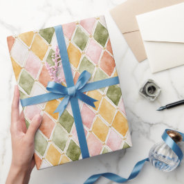 Perzik Oranje Groen Geel Blush Roze Verjaardag Cadeaupapier