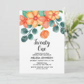 Perzik Oranje Groene Lente Bloem 21e Verjaardag Kaart (Staand voorkant)