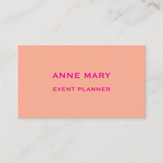 Perzik Oranje Heet Roze Retro Modern Professioneel Visitekaartje (Voorkant)