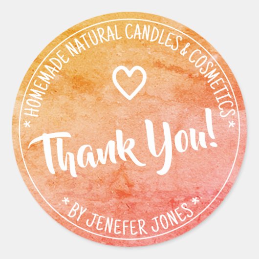 Perzik Oranje marmer Border Lijst Dank u Etiketten (Voorkant)