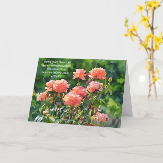 Perzik Oranje Rozen Bijbel Verse Geloof Art Note K Kaart (Gele Bloem)