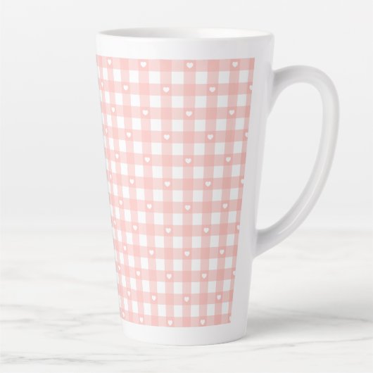 Perzik Oranje Ruitjes Latte Mok (Rechts)