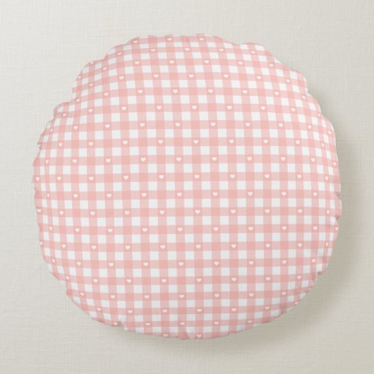 Perzik Oranje Ruitjes Rond Kussen (Voorkant)