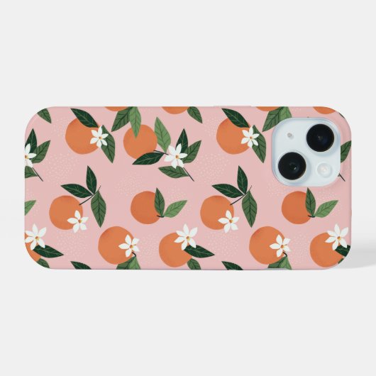 Perzik Oranje sappatroon iPhone 15 Case (Achterkant horizontaal)