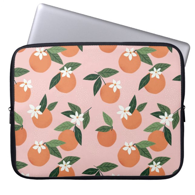 Perzik Oranje sappatroon Laptop Sleeve (Voorkant)