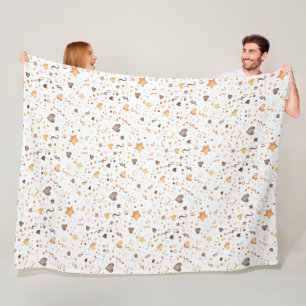 Perzik Oranje Strik Hartjes Sterren Confetti Verja Fleece Deken