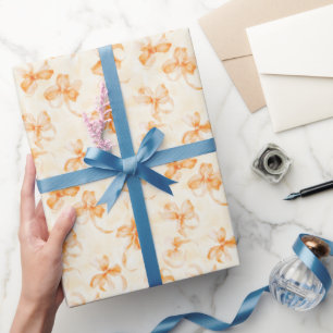 Perzik Oranje Strik Verjaardag Cadeaupapier