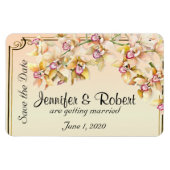 Perzik Orchidee Waterverf Posh Bruiloft Save the D Magneet (Horizontaal)