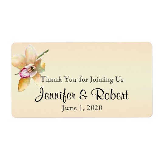 Perzik Orchidee Waterverf Posh Water flesje Label (Voorkant)