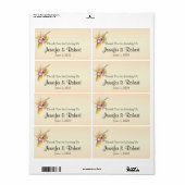 Perzik Orchidee Waterverf Posh Water flesje Label (Full Sheet)