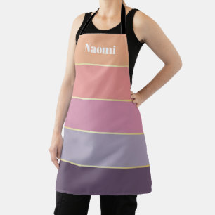 Perzik Paarse aangepaste zomer kleur blokstrepen Schort