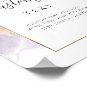 Perzik Paarse Bloemen Bruiloft Bord met Aangepaste Poster (Hoek)