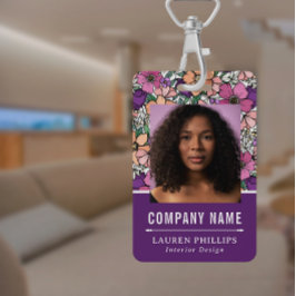 perzik & Paarse bloemenpatroonzaken Badge