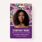  perzik & Paarse bloemenpatroonzaken Badge (Voorkant)