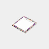 Perzik & Paarse Bloemmotief Naam Post-it® Notes (Schuin)