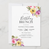 Perzik Paarse Blush Vrouwelijke Verjaardagsfeest B Kaart (Voorkant)