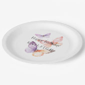 Perzik Paarse Lavendel Vlinders Verjaardag Papieren Bordje (Gekanteld)