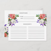 Perzik Paarse Mint Green Floral Blooms Recipe Kaar (Voorkant / Achterkant)