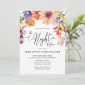 Perzik Paarse Roze Bloemen repetitie diner Kaart (Staand voorkant)