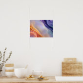 Perzik Paarse Tegenstroom Abstracte Poster (Keuken)