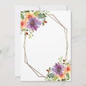 Perzik Paarse Waterverf Floral Elegante bruiloft Kaart (Achterkant)